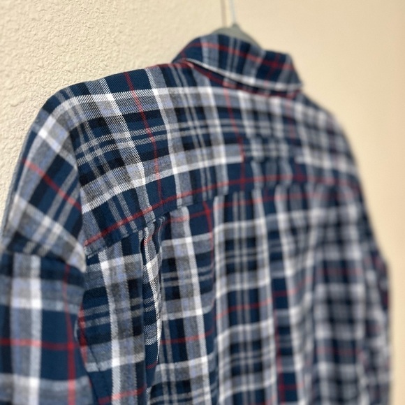 Duluth Trading Co Plaid Blue Red White Button Down Long Sleeve Shirt Size XL - Picture 7 of 7
